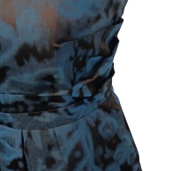 Strapless Pleated Mini Dress‎ Teal & Black Pockets Size 4 - Picture 8 of 13